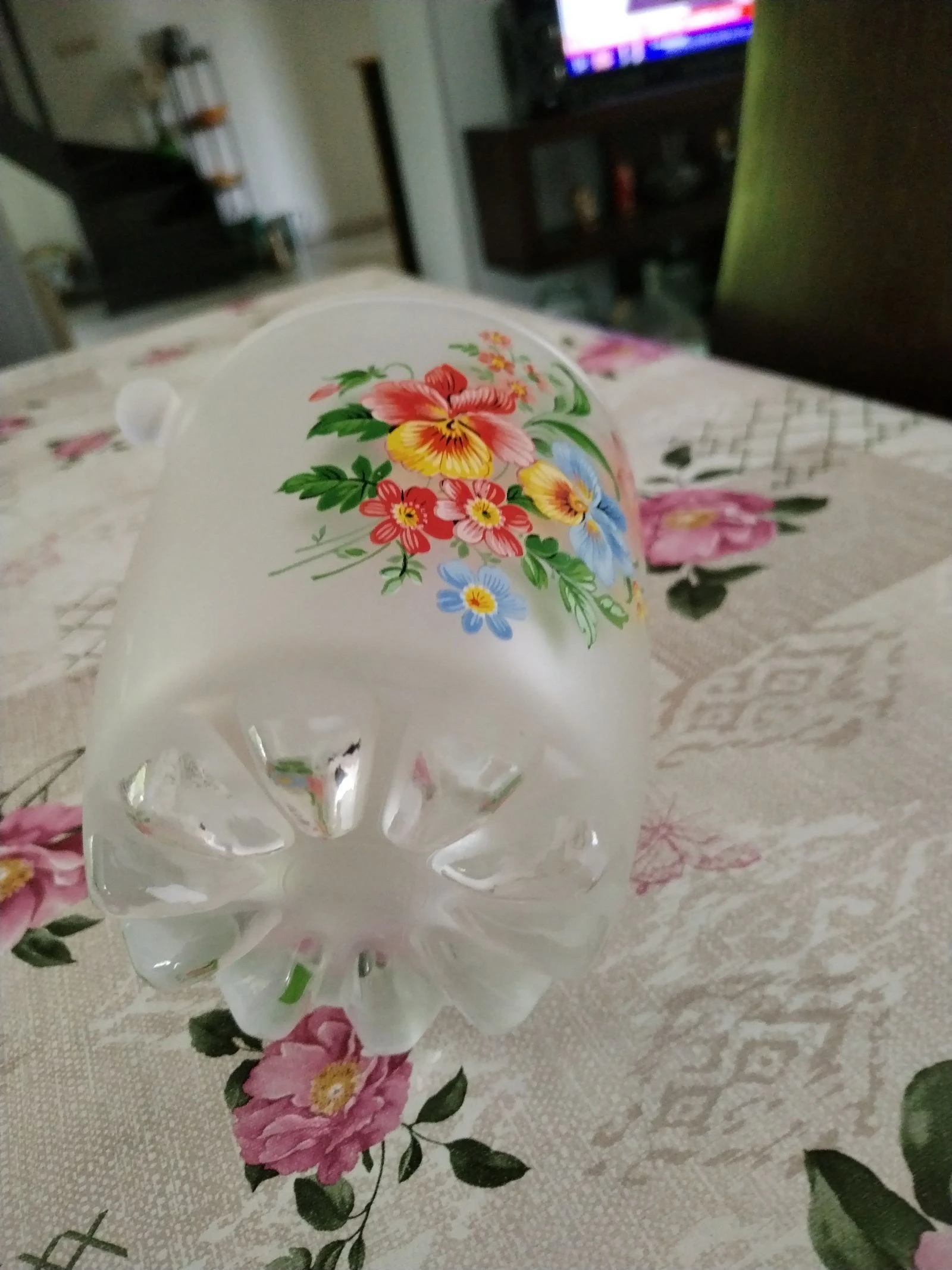 Hermoso cubo para hielo vintage con decoraciones florales de campo, vidrio escarchado – photo 7